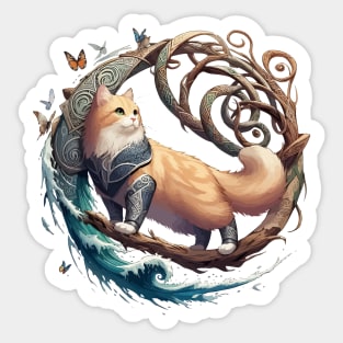 Cute Viking Cat Norse Mythology Celtic Knot Sticker